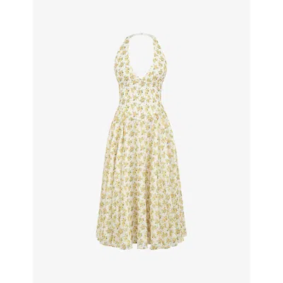House Of Cb Womens Ivory Vintage Floral Solada Floral-pattern Woven Midi Dress In Ivory Vintage Floral