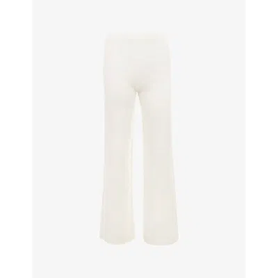 House Of Cb Womens Off White Vanna Flared-hem Knitted Trousers