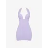 House Of Cb Alyssa Crepe Halter Minidress In Orchid
