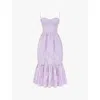 House Of Cb Mira Organza Corset Midi Dress In Orchid Floral