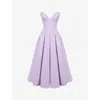 House Of Cb Womens Orchid Twill Lady Plunge-neck Stretch-cotton Midi Dress