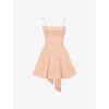 House Of Cb Womens Peach Rosalinda Floral-jacquard Woven Mini Dress In Peach