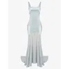 House Of Cb Womens Pistachio Chiffon Vittoria Chiffon-skirt Satin Maxi Dress In Pistachio Chiffon