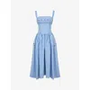 Shop House Of Cb Womens Vivien Gingham Stretch-woven Midi Dress Regatta Blue