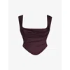 House Of Cb Womens Rich Brown Una Corseted Stretch-woven Top In Rich Brown