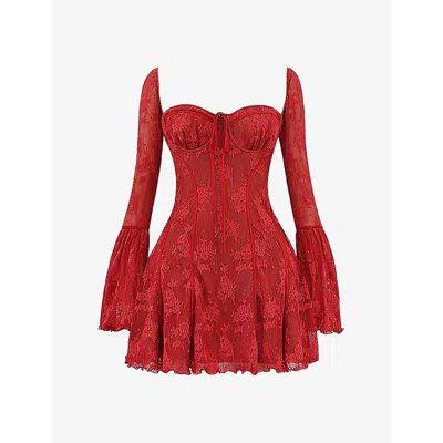 House Of Cb Womens Scarlet Analissa Floral-pattern Lace Mini Dress