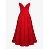 House Of Cb Womens Scarlet Lady Plunge-neck Stretch-cotton Midi Dress