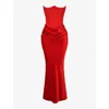 House Of Cb Womens Scarlet Persephone Corseted Woven Maxi Dress In Scarlet