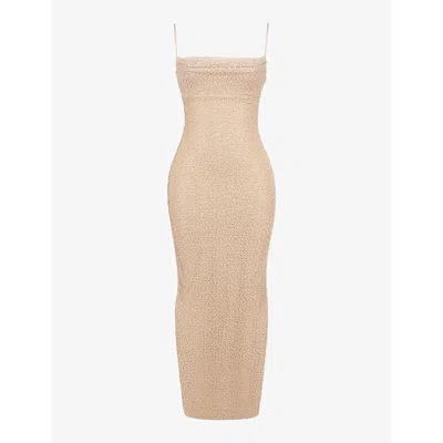HOUSE OF CB WOMENS SEAPEARL CALLA BEAD-EMBELLISHED MESH AND SATIN MAXI DRESS XS