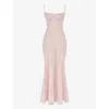 House Of Cb Womens Soft Pink Seren Lace-up Lace Maxi Dress In Soft Pink