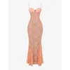 House Of Cb Cordelia Lace Corset Mermaid Gown In Sorbet