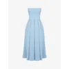 House Of Cb Womens Tuscan Blue Audrey Slim-fit Strapless Cotton-blend Midi Dress In Tuscan Blue