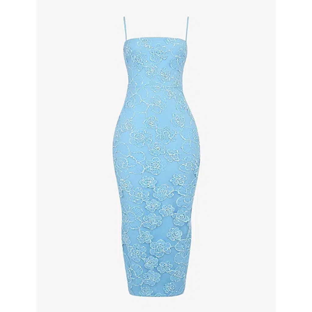 green emerald velvet dress Natalia Blue Floral Printed Strapless Maxi Dress - XL Size - Women's Dresses main image 1