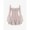 House Of Cb Womens Vintage Cream Analissa Floral-pattern Lace Mini Dress In Vintage Cream