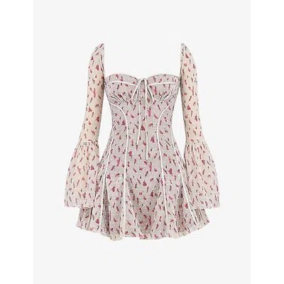 House Of Cb Womens Vintage Cream Analissa Floral-pattern Lace Mini Dress
