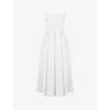 House Of Cb Womens White Audrey Slim-fit Strapless Cotton-blend Midi Dress