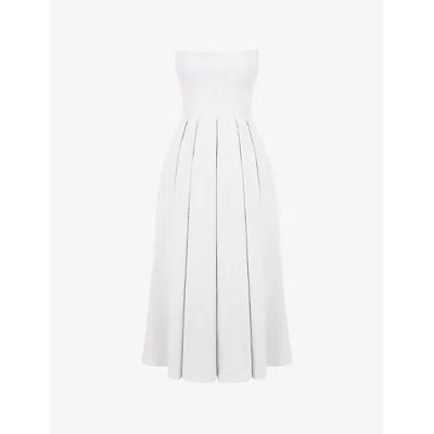 House Of Cb Womens White Audrey Slim-fit Strapless Cotton-blend Midi Dress
