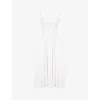 House Of Cb Womens White Broderie Milia Broderie-anglaise Stretch Cotton-blend Midi Dress