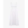 House Of Cb Womens White Emmelina Corseted Stretch Cotton-blend Midi Dress