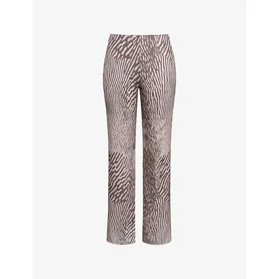 House Of Cb Womens Animal Print Maren Anima-print Satin Trousers In Brown