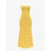 House Of Cb Womens Apricot Joan Lace-up Lace Maxi Dress In Apricot