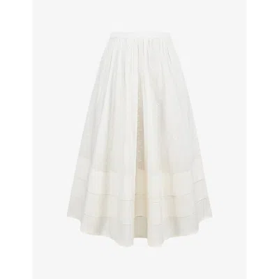 HOUSE OF CB WOMENS HOUSE OF CB AUGUSTINE EMBROIDERED COTTON MIDI SKIRT