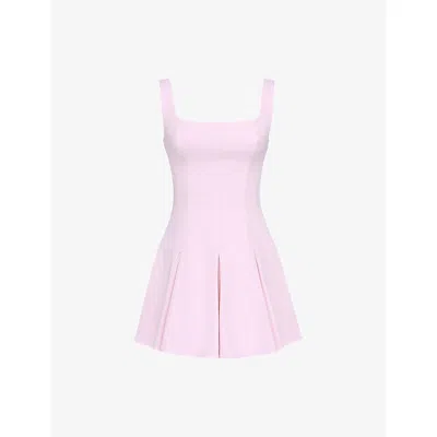 House Of Cb Womens Ballerina Pink Amelie Square-neck Stretch-crepe Mini Dress