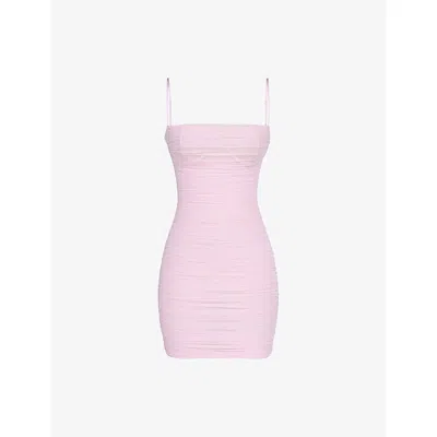 House Of Cb Womens Ballerina Pink Ella Gathered Stretch-mesh Mini Dress