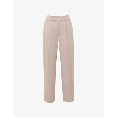 House Of Cb Womens Hayden Wide-leg Mid-rise Striped Stretch-woven Trousers Beige Xs