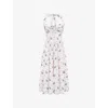 House Of Cb Womens Berry Spot Cream Emilia Halter-neck Cotton Midi Dress