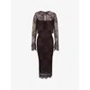 House Of Cb Womens Larra Corset Lace Midi Dress With Bolero Bitter Chocolate In Bitter Chocolate