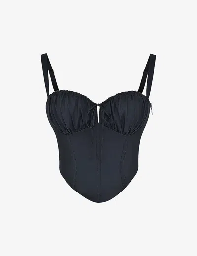 House Of Cb Womens Black Analia Sweetheart-neckline Stretch-cotton Bustier Top