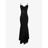 House Of Cb Womens Black Anastelle Hand-beaded Satin Maxi Dress In Black