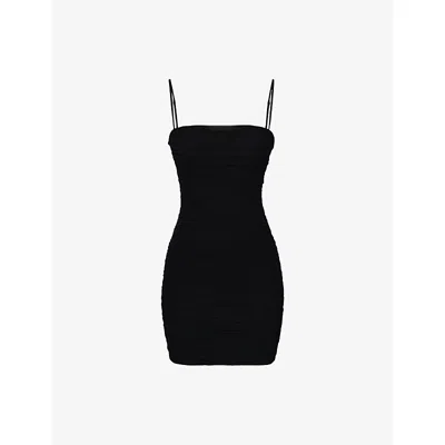 House Of Cb Womens Black Ella Stretch-mesh Mini Dress