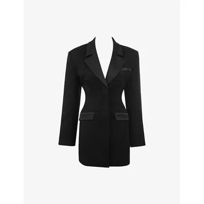 House Of Cb Womens Black Ellis Trimmed Hourglass Blazer Stretch-woven Mini Dress