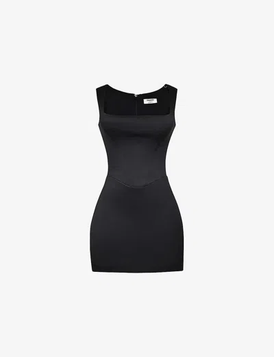 House Of Cb Womens Black Enya Fitted Woven Mini Dress
