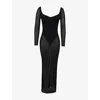 House Of Cb Womens Everly Semi-sheer Mesh Maxi Dress Black In Black