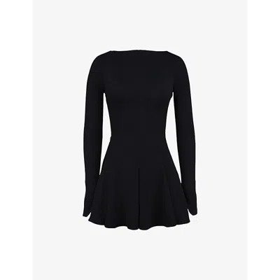 HOUSE OF CB WOMENS BLACK FRANCESCA LONG-SLEEVE STRETCH-WOVEN MINI DRESS