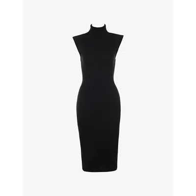 House Of Cb Womens Gaia Turtleneck Cotton-blend Midi Dress Black