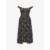 House Of Cb Womens  Charming Off-shoulder Lace Midi Dress In Black Gold