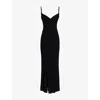House Of Cb Womens Black Issey Draped Stretch-mesh Maxi Dress In Black