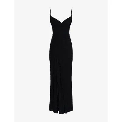 House Of Cb Womens Black Issey Draped Stretch-mesh Maxi Dress