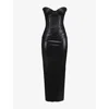 House Of Cb Womens Juliana Slim-fit Corseted-bodice Vegan-leather Maxi Dress Black