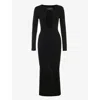 House Of Cb Womens Black Keeya Cut-out Knitted Maxi Skirt In Black