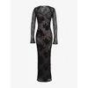 House Of Cb Womens Black Lucienne Stretch Floral-lace Maxi Dress In Black
