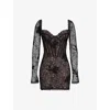 House Of Cb Womens Black Lucienne Stretch Floral-lace Mini Dress In Black
