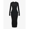 House Of Cb Womens Black Marie-louise Turtleneck Stretch-woven Maxi Dress