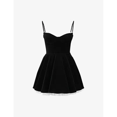 House Of Cb Womens Black Minimoiselle Tulle Satin Mini Dress