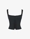 House Of Cb Womens Black Noura Square-neck Stretch-cotton Top In Black