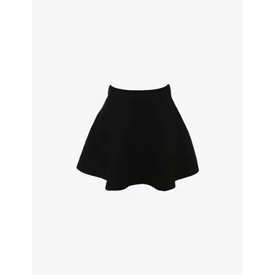 House Of Cb Womens Black Rosina Flared Wool-blend Mini Skirt